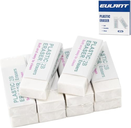 EULANT Gomme da Cancellare, 10 pezzi Gomma da Cancellare per Ufficio, Scolastici, Schizzi, Dipinti di Arti Visive,Università