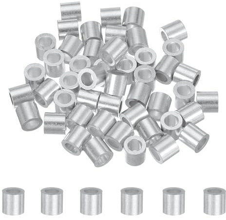 sourcing map 50 manicotti a crimpare in alluminio, ghiera rotonda da 6 mm, per crimpare cavi M6 per cavi metallici e cavi, morsetti estremità della corda