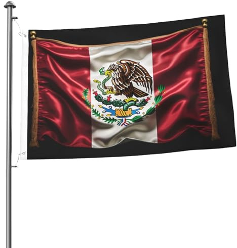 Drapeau du Mexique 2 x 3 cm Drapeau double face – Bannière d'extérieur robuste et décorative, idéale pour le jardin, la chambre et la décoration de fête