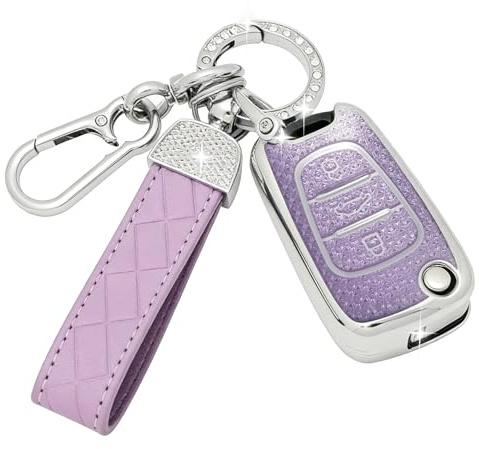 SparkleJoy Autoschlüssel Hülle mit Schlüsselanhänger Kompatibel mit Hyundai i10 i20 i30 i40 ix20 ix30 ix35 Elantra Avante Kia Sportage Rio Ceed Picanto Schlüssel，TPU Schutzhülle Cover - Flip Key