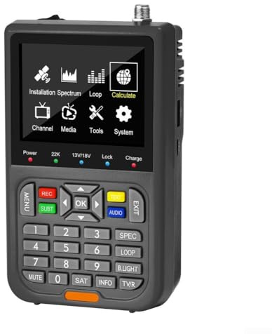 Eawfgtuw Digitale per il cercatore satellitare con schermo LCD da 3,5 pollici DVB-S2X rilevatore di potenza del segnale per la regolazione della parabola TV satellitare MPEG-4 Analizzatore di spettro