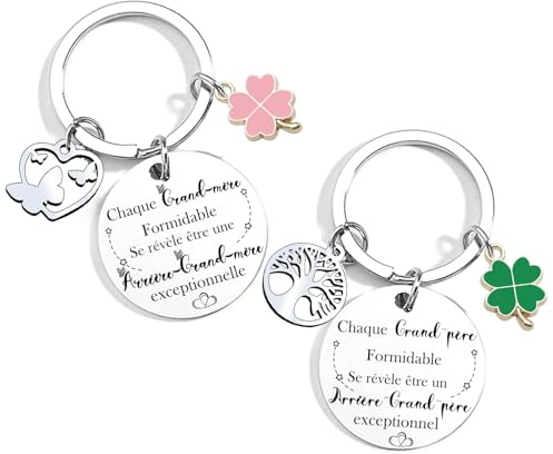 MNBVBV Cadeau Future Arrière-grand-mère Arrière-grand-père Porte clef cadeau annonce grossesse Cadeau Personnalisé Bébé Naissance Baptême Noël