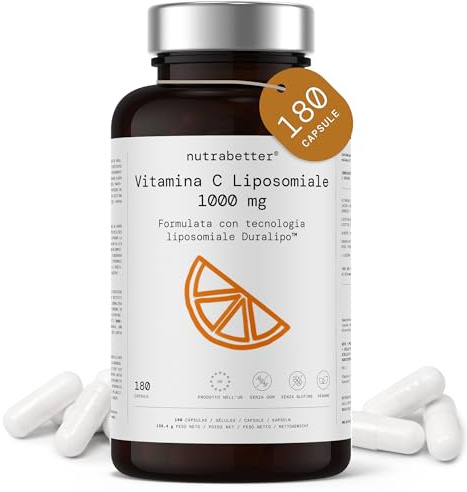 Vitamina C Liposomiale 1000 mg | 180 Capsule Vegane - Fornitura di 3 Mesi - Vitamina C 1000mg | Contribuisce alla Normale Funzione del Sistema Immunitario (EFSA) | acido ascorbico | nutrabetter®