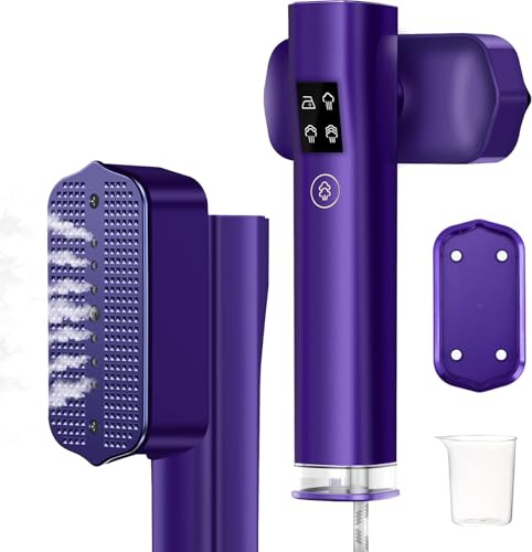 Focenat Dampfglätter, 2-in-1 Handsteamer & Bügeleisen für Kleidung, 1200W Tragbarer Steamer Reise, 4 Bügelmodi, 15s schnelles Aufheizen Dampfbügeleisen, für unterwegs und zu Hause (Lila)