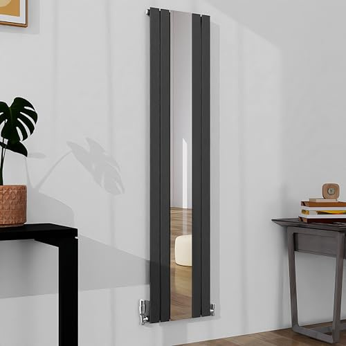 SLINE SANITARY 1800x407mm Vertical Mirror Radiator Anthracite Single Column Flat Paneln Central Heating Radiator