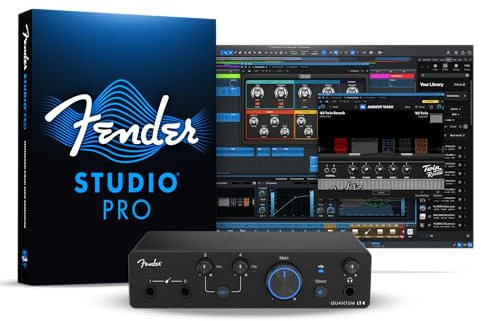 Fender Quantum LT 4 | 4x2, 24 Bit / 192 kHz USB-C Audio-Interface | Geeignet für kleine Ensembles, Duos oder Multi-Source-Aufnahmen | USB-C 4 Eingänge/2 Ausgänge, Dual-Hi-Z-Instrumenteneingang, trs ausgewogene Ausgänge, Looping, 24 Bit/192 kHz