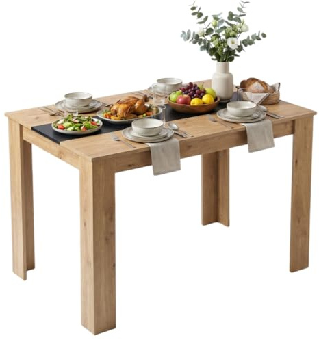 Songvas Esstisch Rectangle 110 cm, Küchentisch, Modern Esszimmertisch, geeignet für Esszimmer, Wohnzimmer, Küche, Holz Esstisch für 4-6 Personen, Eichen-Optik，110x70x75 cm