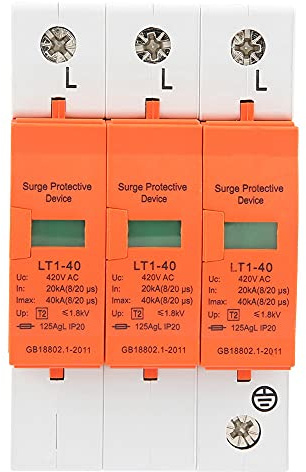 Haofy Dispositivo di Protezione Dalle Sovratensioni Domestiche con Prestazioni Stabili per Protezione Contro i Fulmini di Livello C e D, Dispositivo Scaricatore 3P 20kA-40kA per Elettrodomestici,