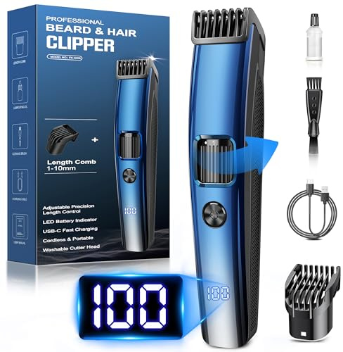 Recortadora de barba para hombre, afeitadoras eléctricas con rueda de zoom de 1 a 10 mm, cortadora de pelo inalámbrica con indicador de batería, maquinilla de afeitar eléctrica recargable por USB, kit