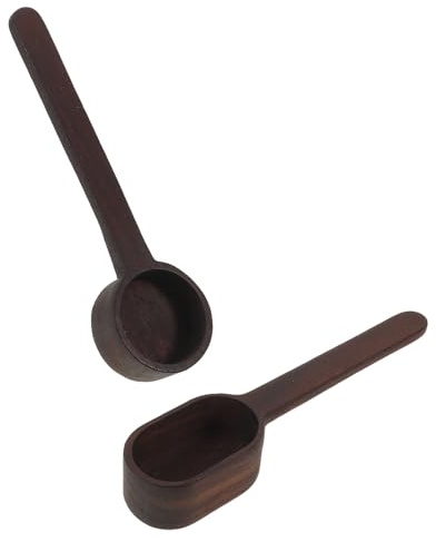 Ciieeo Lot de 2 Cuillères Doseuses en Bois de Noyer Noir, Cuillères à Café pour Grains Moulus et Expresso, Manches Ergonomiques, Ustensiles Cuisine Précis pour Café et Thé, Adaptées