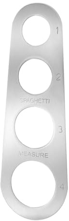 4-Hole Stainless Steel Spaghetti Measurer, Portion Control Ruler | Pasta noodle measure tool, clearly marked for 1 to 4 adult servings, reduces food waste, easy to clean