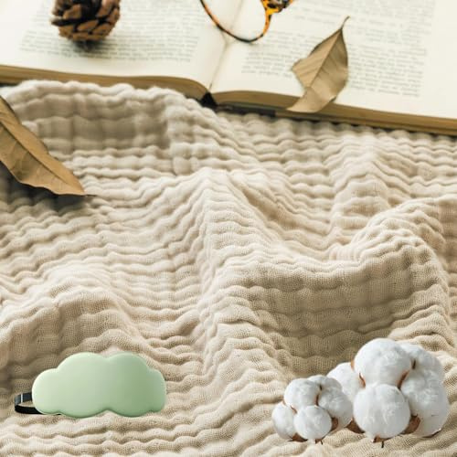 Coperta in Mussola Morbida Coperta in Mussola 150 x 200 cm Copertas in Mussolas di Cotone per Adulti Leggera Traspirante Morbida e Fresca Copertas Estiva per Letto Divano Sofa (Light Beige,200*230cm)