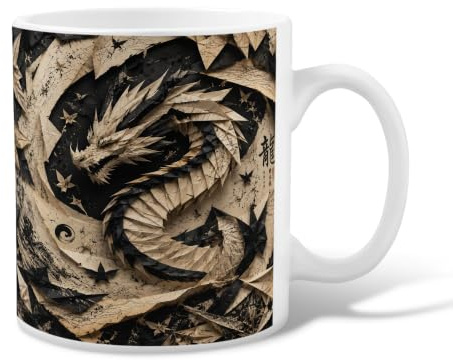 Taza de café de cerámica con diseño de dragón, estrellas artísticas orientales, remolinos ninguna, taza de té negra con asa, ideal para amigos, familiares, compañeros de trabajo, profesores, parejas
