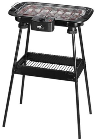 Melchioni Family | Elektrischer Grill mit Sockel BBQ2, 2000W, Voll zerlegbarer Grill mit Tablett, Integrierter Thermostat, 83,5 x 38 x22 cm