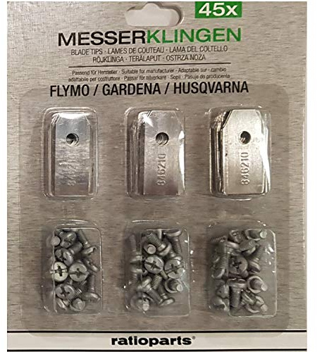 Ratioparts 45 Messer passend für Husqvarna Automower ® 1-Loch inkl. Schrauben, Grau