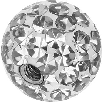 PIERCINGLINE Universelle Schraubkugel KRISTALLE + EPOXY Piercing Aufsätze Kugel Ersatz Kristallklar 5 x 1,6 mm