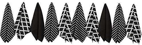 Penguin Home Premium Geschirrtuch aus 100% Reiner Baumwolle für die Küche, Set mit 10 Küchentüchern, weiche und langlebige Küchentücher, Handtuch-Set, maschinenwaschbar, 65 x 45 cm, Farbe – Schwarz