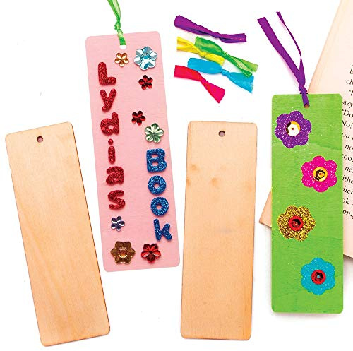 Baker Ross Holz-Lesezeichen, Blanko-Vorlagen für Kinder zum Gestalten und Dekorieren (10 Stück)., Sortiert