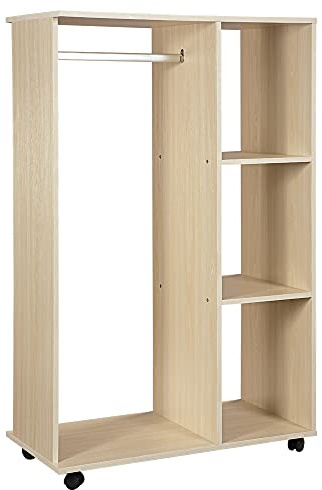 HOMCOM Stand Appendiabiti con 3 Ripiani e Attaccapanni 128 cm Beige