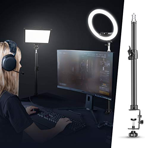 Neewer 32-52 cm Supporto Clip Regolabile Lega di Alluminio per Supporto Lampada da Tavolo con Vite 1/4 per Illuminazione Anulare e Luce LED per Trucco, Trasmissione in Diretta, Riprese Video