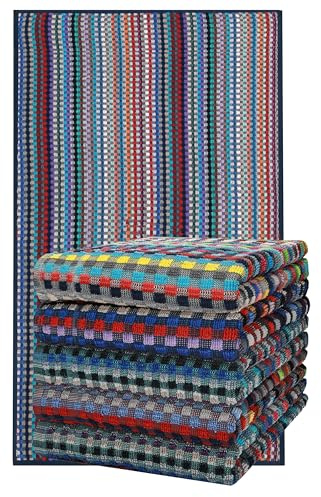 Betz Grubentuch 6er Set Helgoland 50x90 cm – Arbeitshandtuch & Küchentuch aus 100% Baumwolle 330 g/m² – Saugstark & robust – karo bunt