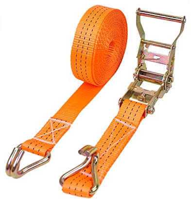 50mm x 10m Ratschen Spanngurte mit J-Haken, Ratschenschloss Zurrgurt Spanngurte Ratschengurte Radsicherung Reifengurt für Auto Transport – Orange