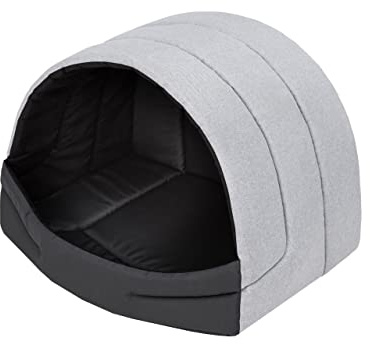 PillowPrim Hundehütte Hundehöhle Hundebett Hundehaus Katzenhöhle Schlafplatz L - 55x43 cm Aschgrau