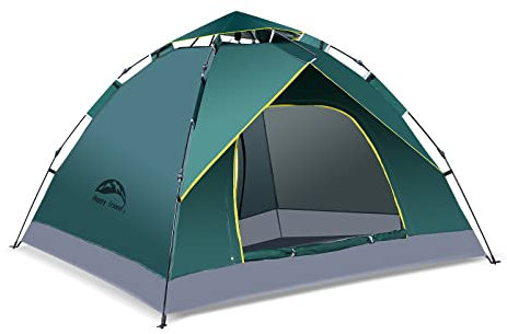 Happy Travel 1/2/3/4 Person Camping Tent, Instant Easy Pop Up Tents for Camping,Automatic Waterproof Family Camping Tent, Easy Set Up Tent,Portable Windproof Dome Tent for Camping Hiking & Traveling