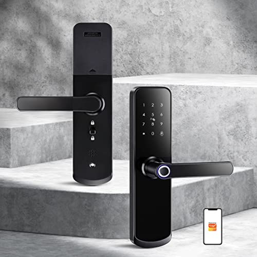 Zemismart Tuya WiFi Smart Biometrischer Fingerabdruck Türschloss Türklingel Benachrichtigung Haussicherheit Elektronisches Schloss App Fernbedienung Keyless Connected Smart Door Lock (55 72 Mortise)