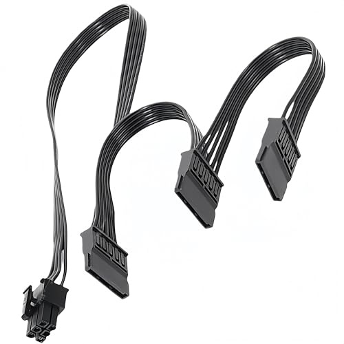 Sata Cables - Cable adaptador de alimentación SATA de 6 pines macho a 3 conectores hembra de 15 pines para algunos tipos de fuentes modulares Corsair de 20 pulgadas para la serie Corsair