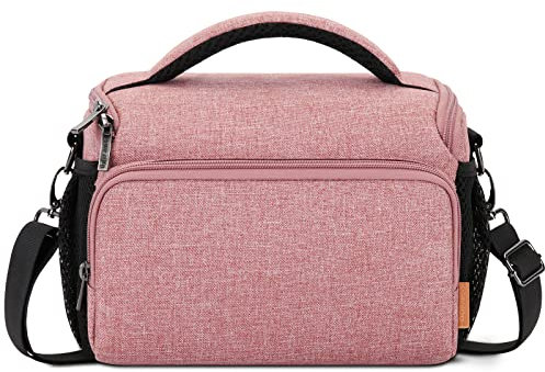 DOMISO kameratasche klein Kamera umhängetasche Tasche wasserdicht Camera Sling Bag Schultertasche Spiegelreflex fototasche Kompatibel für Canon Nikon Sony SLR/DSLR Objektive und Zubehör,Rosa