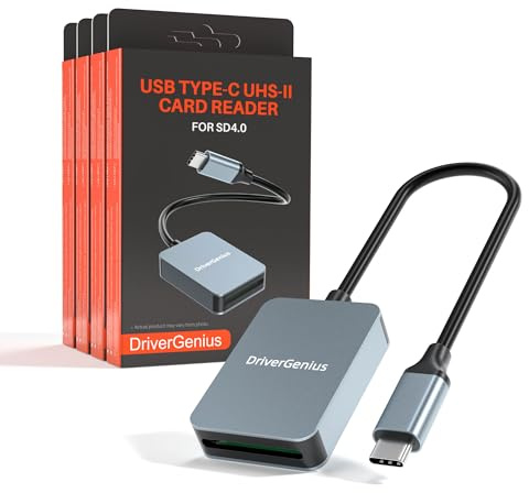 DriverGenius ProRead V9 | UHS-II SD Kartenleser USB-C – UHS-II SD4.0 V90 Hochgeschwindigkeits-Reader für SD/SDHC/SDXC Karten, Windows/Mac/iPad Pro, Metallgehäuse für Foto, Video & DSLR【4er-Pack】