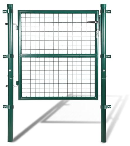 Sonnewelt Cancello da giardino, verde, 125 x 100 cm, con serratura, per cancello da giardino, recinzione a griglia