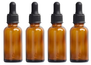 Pipettenflasche,Pipettenflasche Glas,4 x 5 ml Braun Pipettenflasche,Apothekerflasche Pipette,Pipettenflasche Braunglas,Glasflaschen für Ätherisches Öl,Mini Pipettenflasche,für Ätherische Öl,Parfümöle
