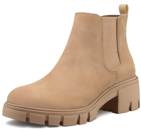 mysoft Women's Platform Chelsea Boots Pull On Chunky Heel Ankle Booties
