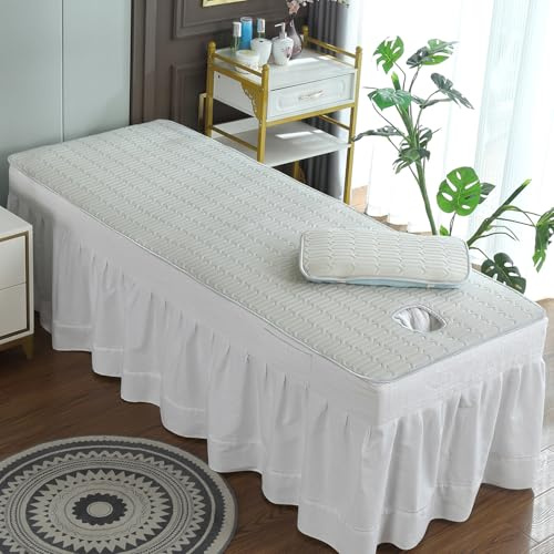 Coprimaterasso Per Lettino Da Massaggio Rinfrescante Imbottitura Lattice Spa Con Foro Di Respirazione Copriletto Per Terapia Di Bellezza Coprimaterasso Per Letto Spa,Grigio,190 * 70cm