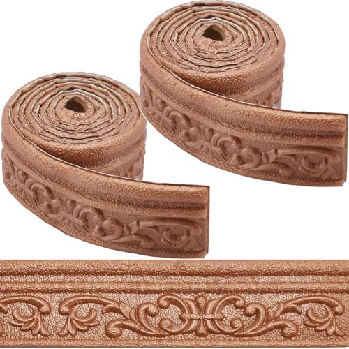 CRASPIRE 165 x 3 Pollice Modanatura A Corona Staccabile e Incolla Schiuma Marrone Autoadesiva Finitura Flessibile 3D Appiccicoso Vintage Carta da Parati Decorativa Bordo Muro Bordo in Schiuma