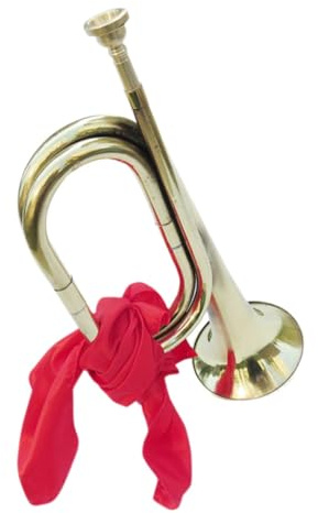 Goldfarbenes Metall Signalhorn Anfänger Trompete für Bands | Kupfer und Stoffdetails, Angenehmer Halt, Voller Klang, Geeignet für Auftritt und Schulorchester