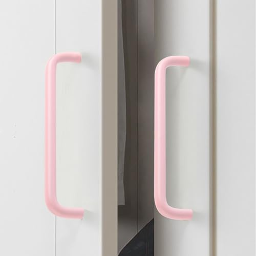2 Stück Schubladengriff Bunte Griffe für das Kinderzimmer Möbelgriffe Aluminium-Legierung Türgriff Bogenauszieher Schrankgriffe für Küchenschränke,Kleiderschrank,Tür (Lochabstand 192mm,Rosa)