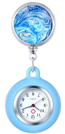 OIDEA Krankenschwester Uhr Sternenhimmel Schwesternuhr: Krankenschwesternuhr Leuchtzeiger Pflegeuhr Taschenuhr Silikonhülle Geschenk für Ärzte Krankenschwestern