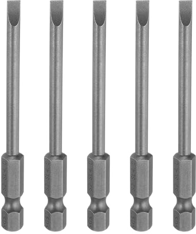 QUARKZMAN 5 Piezas de Puntas de Destornillador Magnético Sl4 de 4 mm de Acero S2 para Destornillador de Cabeza Plana con Vástago Hexagonal de 1/4 de Grado Industrial de 3 de Largo