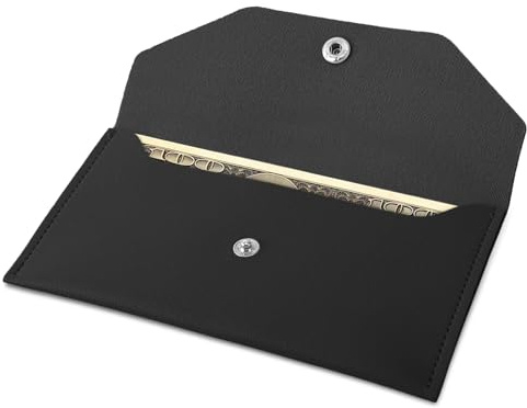 Pengarplånböcker för kontantgåvor, kontanter kuvert plånbok äkta läder organisatör återanvändbar budgetkuvert plånbok retro koppling plånbok för män kvinnor kontant checkfakturering, minimalistisk