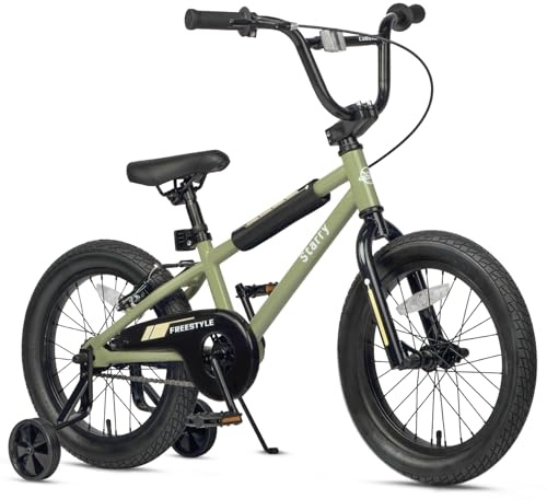 cubsala 16 Inch Little Kids Bike for 4 5 6 7 Years Old Boys Girls Youth BMX Style Bicycle with Training Wheels Coaster & Rear V Brake, Army Green