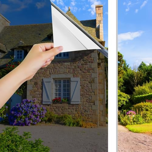 Cinbee Sonnenschutzfolie Fenster Spiegelfolie Hitzeschutz Anti UV 110x200 | Selbstklebende UV Schutzfolie Dachfenster, Reflektierend Fensterfolie von innen durchsichtig, Statisch Haftend