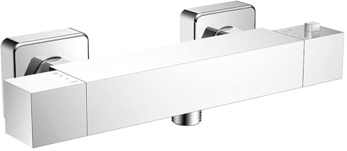 KOMIRO Duschthermostat Duscharmatur, Mischbatterie Dusche, Brausethermostat Verchromung, Thermostat-Brausebatterie mit 38℃ Sicherheitssperre mit Temperatureinstellung und Durchflusseinstellung