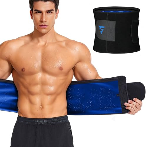 FUXERT Waist Trimmer Belt for Men & Women Waist Trainer Sweat Band for Stomach Weight Loss Workouts(SOBK M) Solid Black