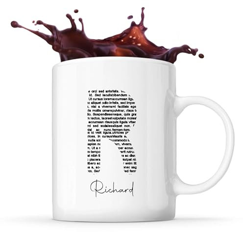 Planetee Tasse Richard Lettre Littérature | Mug Céramique | Idée Cadeau Prénom Livre Lecture Anniversaire Oncle Parrain Beau Papa Collègue Départ Retraite Noël