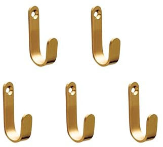 BoBoU 5 Stück Wandhaken aus massivem Messing 40×18×8 mm, gebürstet matt, Garderobenhaken zum Schrauben, Kleiderhaken für Flur, Bad, Küche, auch für Schlüssel geeignet