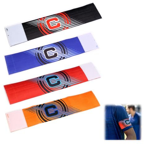 OHREN 4 Piezas Brazalete de Capitán para Niños, Ajustable Banda de Capitán de Fútbol Elástica, Pulsera de Líder Deportivo para Clubes Juveniles (Multicolor)