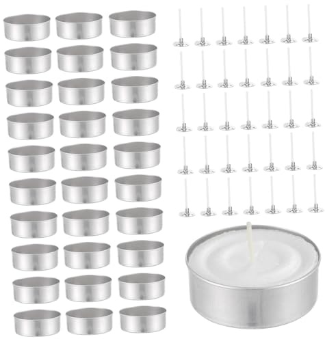 COOPHYA Latas De Velas De Aluminio y Mechas De Algodón Puro para Fabricación De Velas, 150 Unidades, Color Plata, para Decoración del Hogar, Hoteles y Restaurantes, Uso Duradero y Combustión Estable